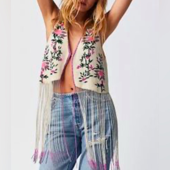 NWOT Free People x Agus Bendita Otis Vest - One Size Fully Beaded - Picture 10 of 11